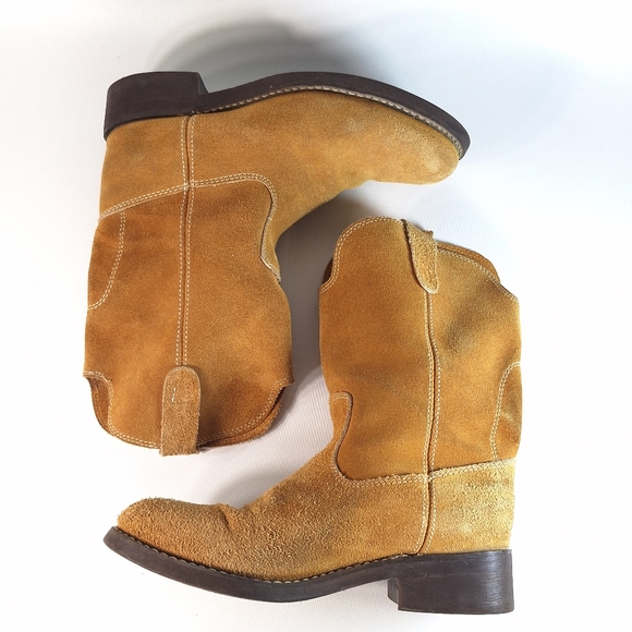 Honchos Vintage Tan Suede Leather Boots Men's Size 8.5 Soft Boots Oil Resistant - Picture 5 of 13